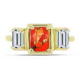 Inel din Argint 925 Placat cu Aur ( 3.15 grame ) cu Turcoaz Mohave și Topaz Alb 2.46 Carate