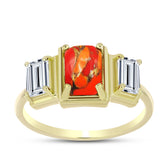 Inel din Argint 925 Placat cu Aur ( 3.15 grame ) cu Turcoaz Mohave și Topaz Alb 2.46 Carate