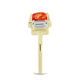 Inel din Argint 925 Placat cu Aur ( 3.15 grame ) cu Turcoaz Mohave și Topaz Alb 2.46 Carate