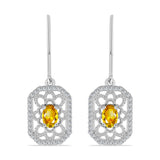 Cercei din Argint 925 ( 3.2 grame ) cu Citrin Rio Golden și Topaz Alb 1.32 Carate
