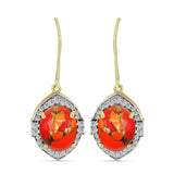 Cercei din Argint 925 Placat cu Aur ( 3.67 grame ) cu Turcoaz Mohave și Topaz Alb 6.07 Carate