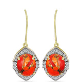 Cercei din Argint 925 Placat cu Aur ( 3.67 grame ) cu Turcoaz Mohave și Topaz Alb 6.07 Carate