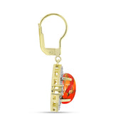Cercei din Argint 925 Placat cu Aur ( 3.67 grame ) cu Turcoaz Mohave și Topaz Alb 6.07 Carate