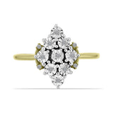 Inel din Argint 925 Placat cu Aur ( 3.18 grame ) cu Diamant Alb și Topaz Alb 0.08 Carate
