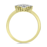 Inel din Argint 925 Placat cu Aur ( 3.18 grame ) cu Diamant Alb și Topaz Alb 0.08 Carate