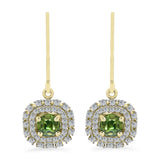 Cercei din Argint 925 Placat cu Aur ( 3.09 grame ) cu Safir verde și Topaz Alb 1.8 Carate