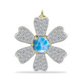 Broşă din Argint 925 Placat cu Aur ( 3.53 grame ) cu Larimar(Piatra delfinului) și Topaz Alb 1.83 Carate