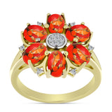 Inel din Argint 925 Placat cu Aur ( 4.23 grame ) cu Turcoaz Mohave și Topaz Alb 2.67 Carate