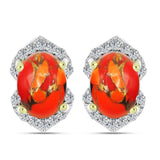 Cercei din Argint 925 Placat cu Aur ( 2.03 grame ) cu Turcoaz Mohave și Topaz Alb 1.64 Carate