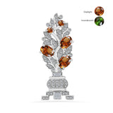 Broşă din Argint 925 ( 5.45 grame ) cu Zultanit Anatolian Certificat cultivat în laborator și Zircon Alb 3.68 Carate