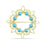 Broşă din Argint 925 Placat cu Aur ( 6.57 grame ) cu Larimar(Piatra delfinului) și Topaz Swiss Blue 2.65 Carate