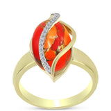 Inel din Argint 925 Placat cu Aur ( 5.63 grame ) cu Turcoaz Mohave și Topaz Alb 5.58 Carate
