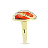 Inel din Argint 925 Placat cu Aur ( 5.63 grame ) cu Turcoaz Mohave și Topaz Alb 5.58 Carate