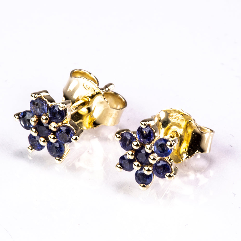 Cercei din Argint 925 Placat cu Aur ( 1.3 grame ) cu Safir Albastru Australian 0.78 Carate