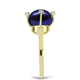 Inel din Argint 925 Placat cu Aur ( 2.83 grame ) cu Perlă de Cultură Neagră și Topaz Alb 5.13 Carate