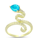Inel din Argint 925 Placat cu Aur ( 4.48 grame ) cu Jad albastru 0.99 Carate