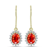 Cercei din Argint 925 Placat cu Aur ( 2.07 grame ) cu Opal de Foc Lega Dembi și Topaz Alb 1.36 Carate