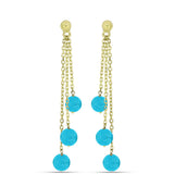 Cercei din Argint 925 Placat cu Aur ( 2.49 grame ) cu Jad albastru 9.48 Carate