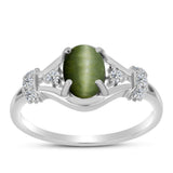 Inel din Argint 925 ( 2.3 grame ) cu Ochi de Pisică Antananarivo și Topaz Alb 1.61 Carate