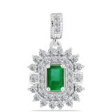 Pandantiv din Argint 925 ( 1.82 grame ) cu Smarald Zambian și Topaz Alb 1.4 Carate