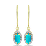 Cercei din Argint 925 Placat cu Aur ( 1.79 grame ) cu Jad albastru și Topaz Alb 1.22 Carate