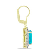 Cercei din Argint 925 Placat cu Aur ( 1.79 grame ) cu Jad albastru și Topaz Alb 1.22 Carate