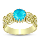 Inel din Argint 925 Placat cu Aur ( 4.28 grame ) cu Jad albastru 1.66 Carate