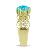 Inel din Argint 925 Placat cu Aur ( 4.28 grame ) cu Jad albastru 1.66 Carate