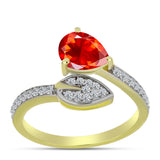 Inel din Argint 925 Placat cu Aur ( 2.55 grame ) cu Opal de Foc Lega Dembi și Topaz Alb 0.98 Carate