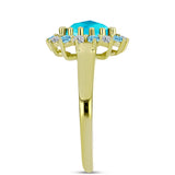 Inel din Argint 925 Placat cu Aur ( 3.25 grame ) cu Jad albastru 2.16 Carate
