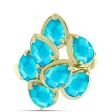 Inel din Argint 925 Placat cu Aur ( 4.45 grame ) cu Jad albastru 4.12 Carate
