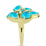 Inel din Argint 925 Placat cu Aur ( 4.45 grame ) cu Jad albastru 4.12 Carate