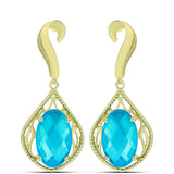 Cercei din Argint 925 Placat cu Aur ( 5.29 grame ) cu Jad albastru 6.69 Carate