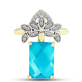 Pandantiv din Argint 925 Placat cu Aur ( 1.88 grame ) cu Jad albastru și Topaz Alb 3.39 Carate