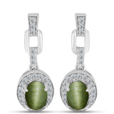 Cercei din Argint 925 ( 3.98 grame ) cu Ochi de Pisică Antananarivo și Topaz Alb 2.27 Carate