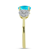 Inel din Argint 925 Placat cu Aur ( 2.08 grame ) cu Jad albastru și Topaz Alb 1.18 Carate