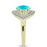 Inel din Argint 925 Placat cu Aur ( 2.63 grame ) cu Jad albastru și Topaz Alb 1.47 Carate