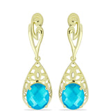 Cercei din Argint 925 Placat cu Aur ( 5.88 grame ) cu Jad albastru 6.31 Carate