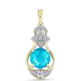 Pandantiv din Argint 925 Placat cu Aur ( 2.68 grame ) cu Jad albastru și Topaz Alb 3.34 Carate