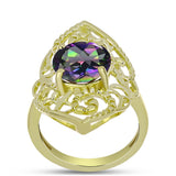 Inel din Argint 925 Placat cu Aur ( 4.46 grame ) cu Cuarț Hematit Verde Mistic 3.51 Carate