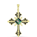Cruce Pandantiv din Argint 925 Placat cu Aur ( 3.72 grame ) cu Cuarț Hematit Verde Mistic 0.93 Carate