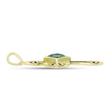 Cruce Pandantiv din Argint 925 Placat cu Aur ( 3.72 grame ) cu Cuarț Hematit Verde Mistic 0.93 Carate