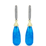 Cercei din Argint 925 Placat cu Aur ( 2.44 grame ) cu Jad albastru și Topaz Alb 18.8 Carate