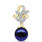 Pandantiv din Argint 925 Placat cu Aur ( 0.93 grame ) cu Perlă de Cultură Neagră și Topaz Alb 3.21 Carate
