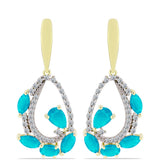 Cercei din Argint 925 Placat cu Aur ( 4.83 grame ) cu Jad albastru și Topaz Alb 3.46 Carate