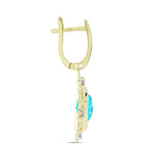 Cercei din Argint 925 Placat cu Aur ( 6.88 grame ) cu Jad albastru și Topaz Alb 6.35 Carate