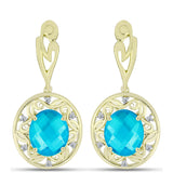 Cercei din Argint 925 Placat cu Aur ( 8.89 grame ) cu Jad albastru și Topaz Alb 8.21 Carate