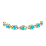 Brățară din Argint 925 Placat cu Aur ( 12.06 grame ) cu Jad albastru și Topaz Alb 8.51 Carate