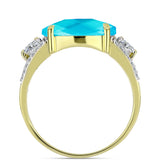 Inel din Argint 925 Placat cu Aur ( 2.88 grame ) cu Jad albastru și Topaz Alb 5 Carate