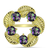 Inel din Argint 925 Placat cu Aur ( 5.16 grame ) cu Cuarț Hematit Verde Mistic 3.75 Carate